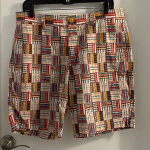 NWOT Robert Graham size 34 Classic Yates Patchwork linen cotton pockets shorts